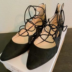 Black Laced up Flats
